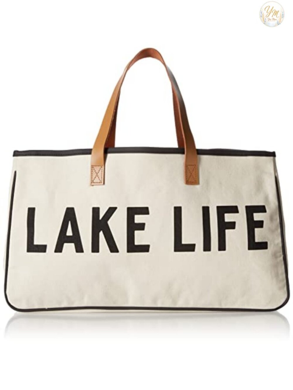 Heavyweight Cotton Canvas Tote with Leather Handles Waterproof Lining
